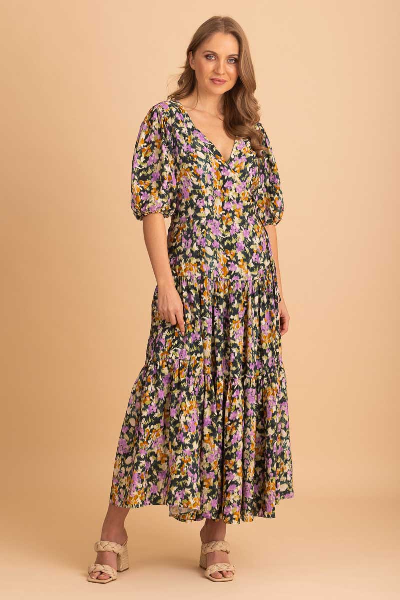 amaya floral long sleeve dress Amaya Angel Dress – ROSSELLINI + SHINE