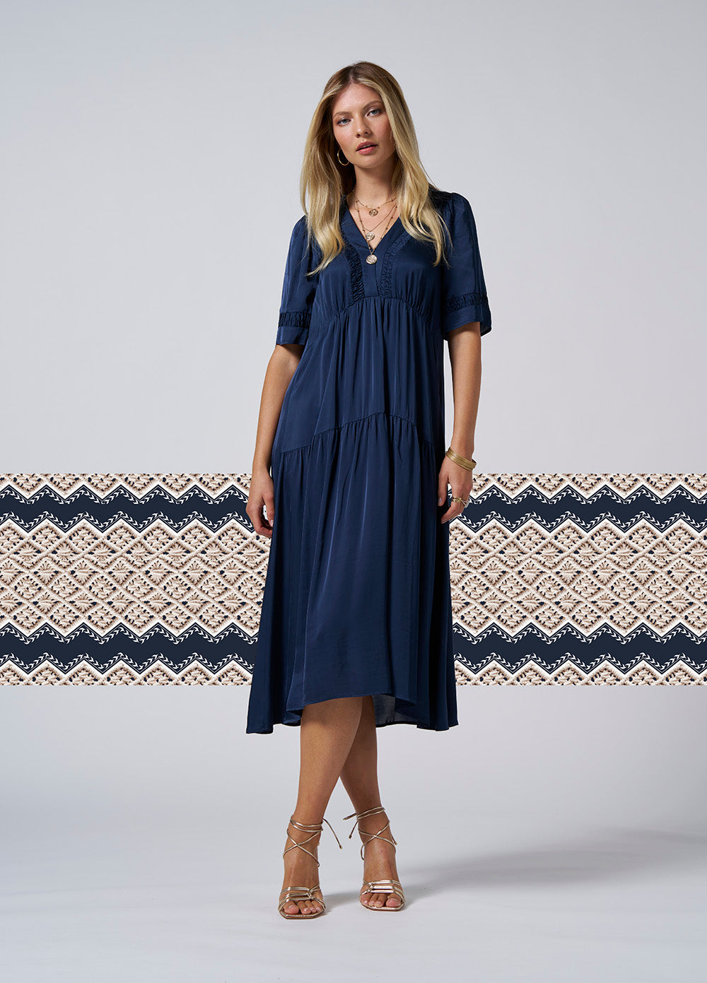knee length dresses for ladies Navy Selene Midi Dress main image 0