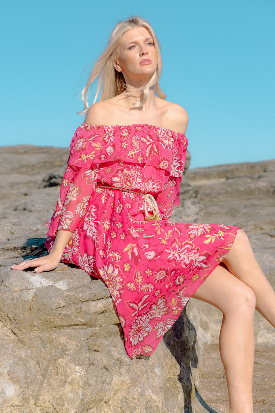 off the shoulder dress nz Augustine Lauren Dress – ROSSELLINI + SHINE