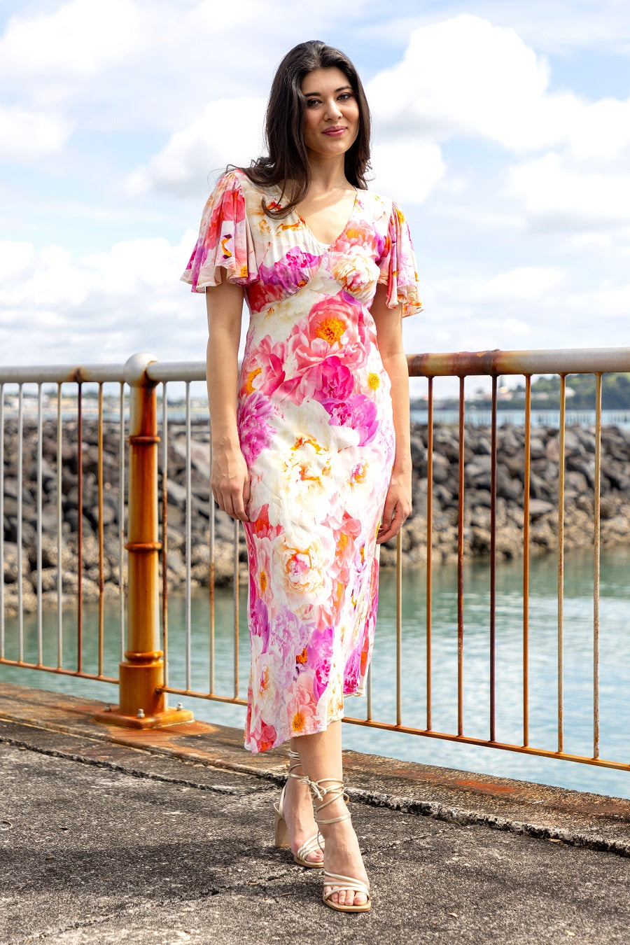 Augustine Ava Bias Cut Midi Dress ROSSELLINI + SHINE Augustine Ava Bias Cut Midi Dress ROSSELLINI + SHINE