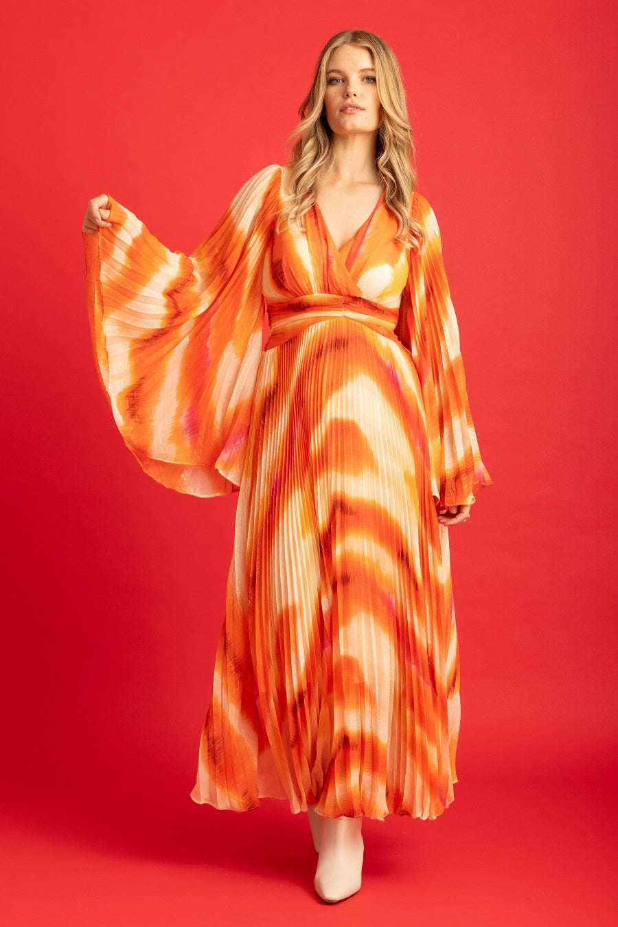 Augustine Amber Pleated Dress  ROSSELLINI + SHINE