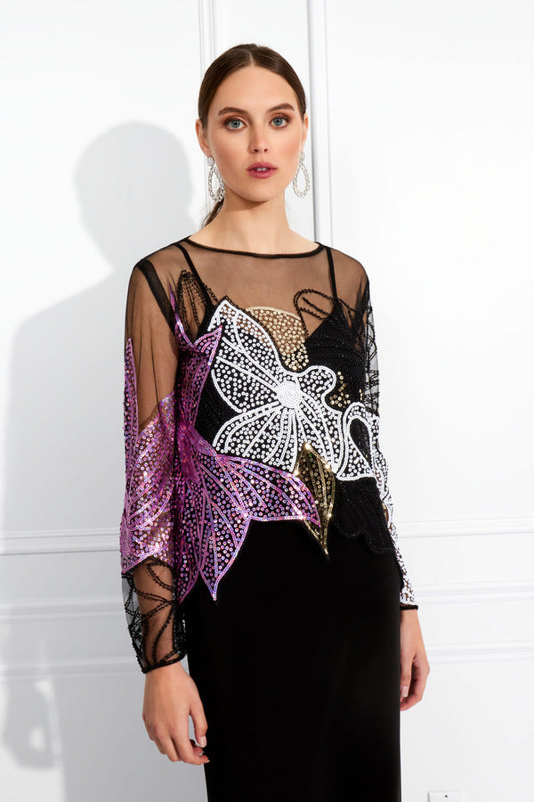 Frank Lyman Black/Silver Knit Tunic 223160 main image 1