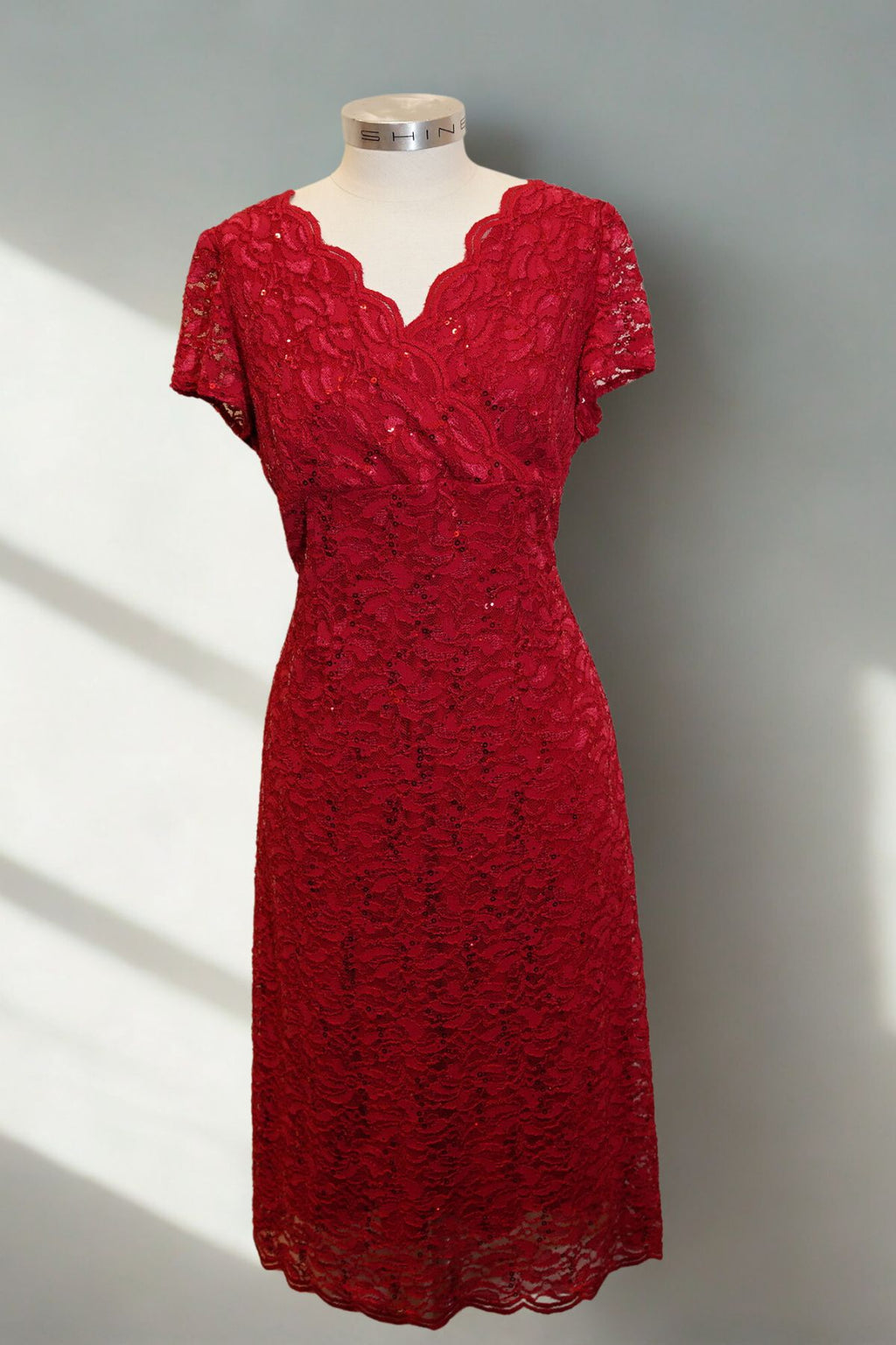 Mr K Crimson Veil Lace Midi Dress ROSSELLINI + SHINE — free download