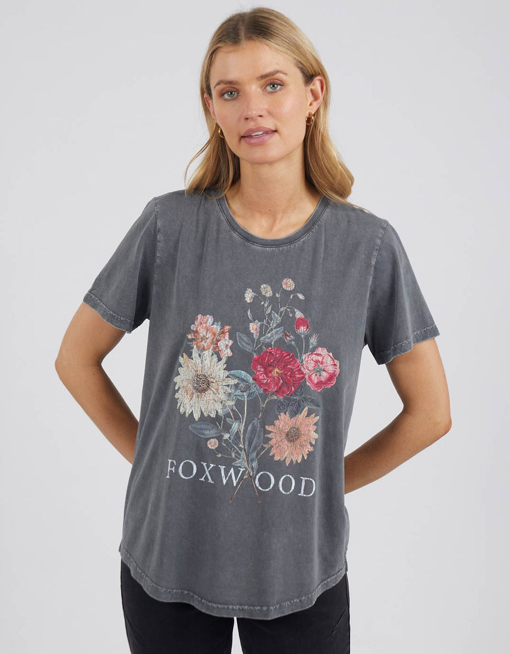 Foxwood Bouquet Tee - Washed Black