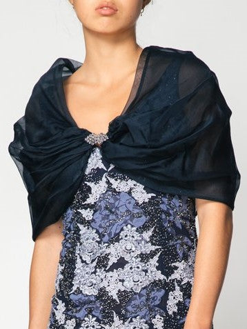 Organza Navy Shawl For Wedding BUYISI Long Sparkly Sequin Sheer