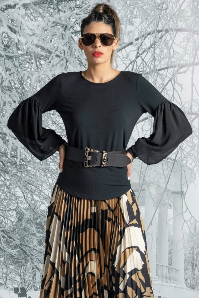chiffon puff sleeve top