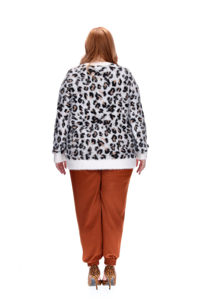Stella Royal Fluffy White Leopard Sweater – SHINE + ROSSELLINI