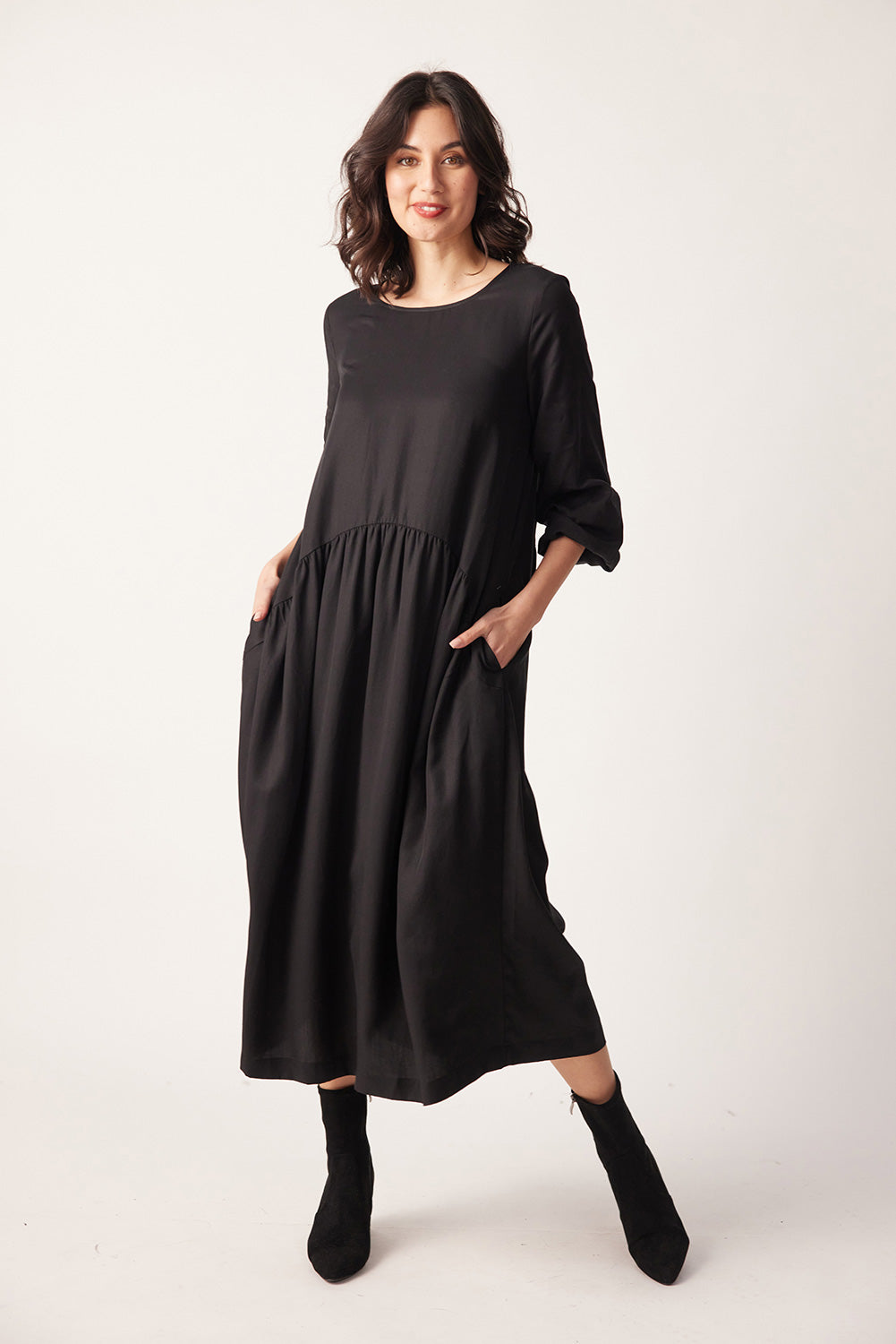 lemon dress black LTS Tall Women's Black Lemon Print Midi Dress