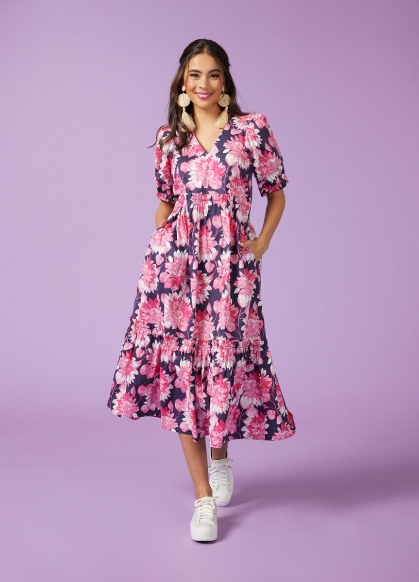 strapless open back dress Loobies Story Tahiti Midi Dress – ROSSELLINI + SHINE