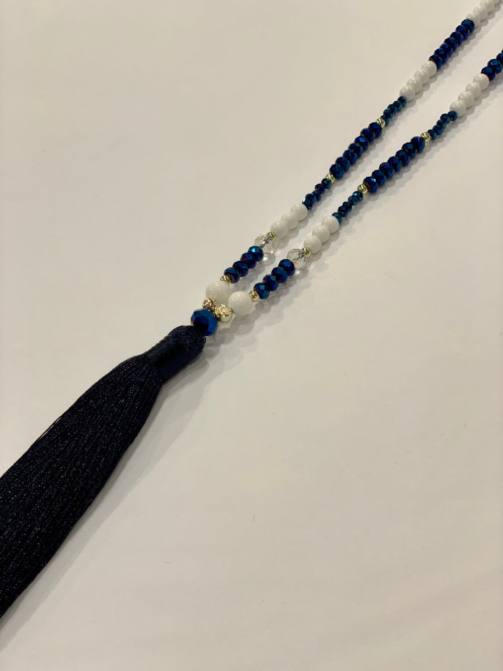 Tassel Necklace - Navy/White