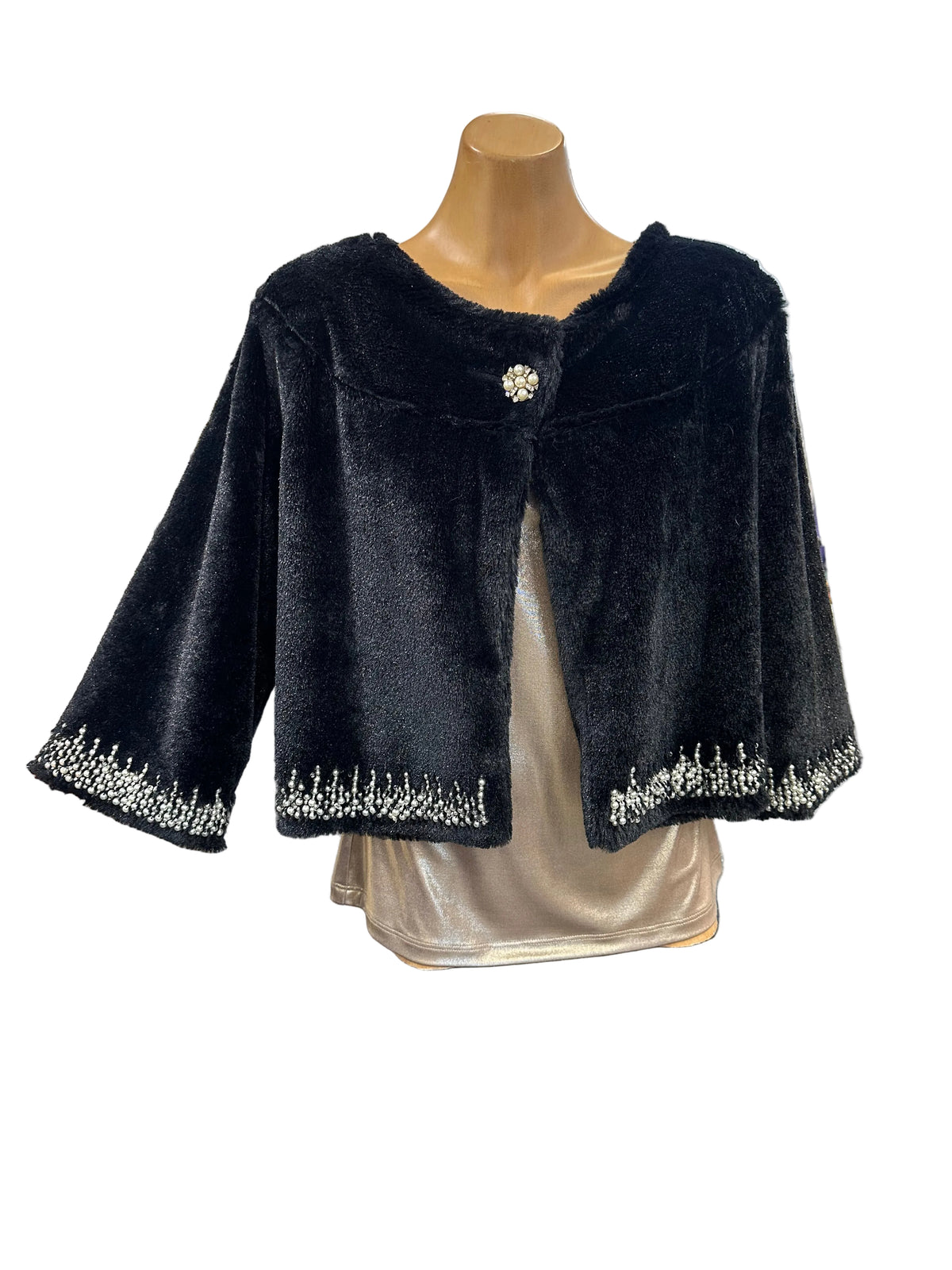 Moss & Spy Faux Fur Bolero - Black Pearl