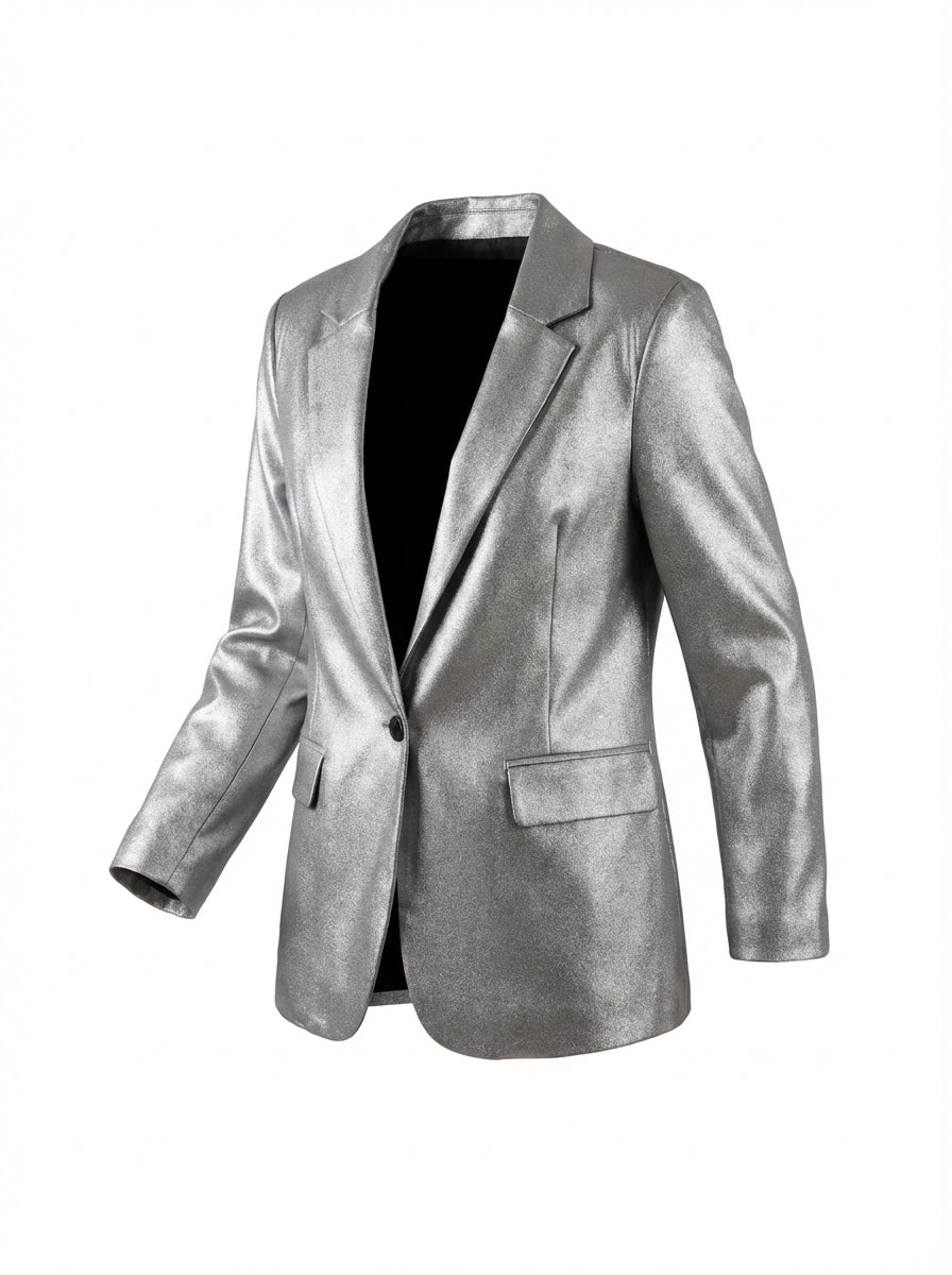 Denny Rose Silver Metallic Blazer