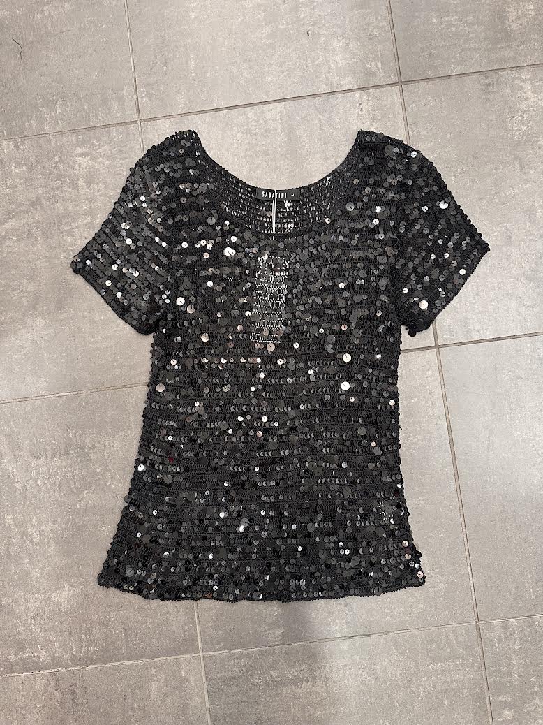 Sabitini Sequin Overlay Top - Black