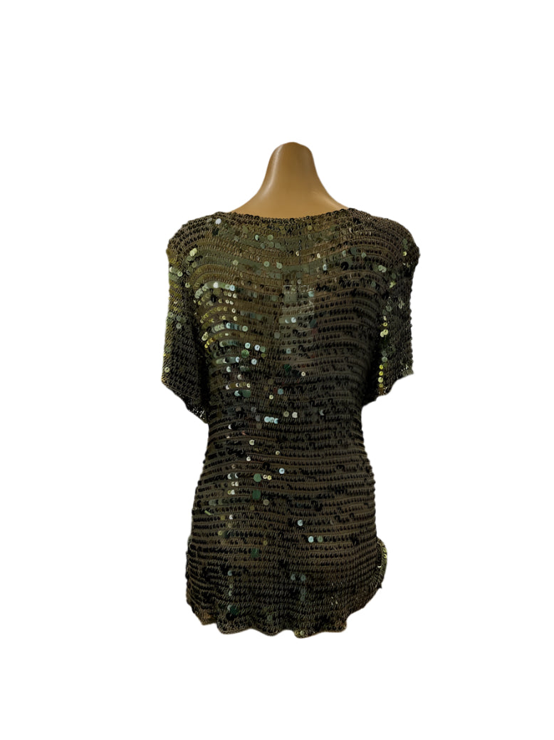 Sabitini Sequin Overlay Top - Khaki