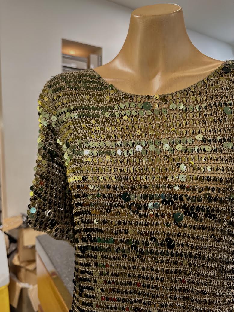 Sabitini Sequin Overlay Top - Khaki