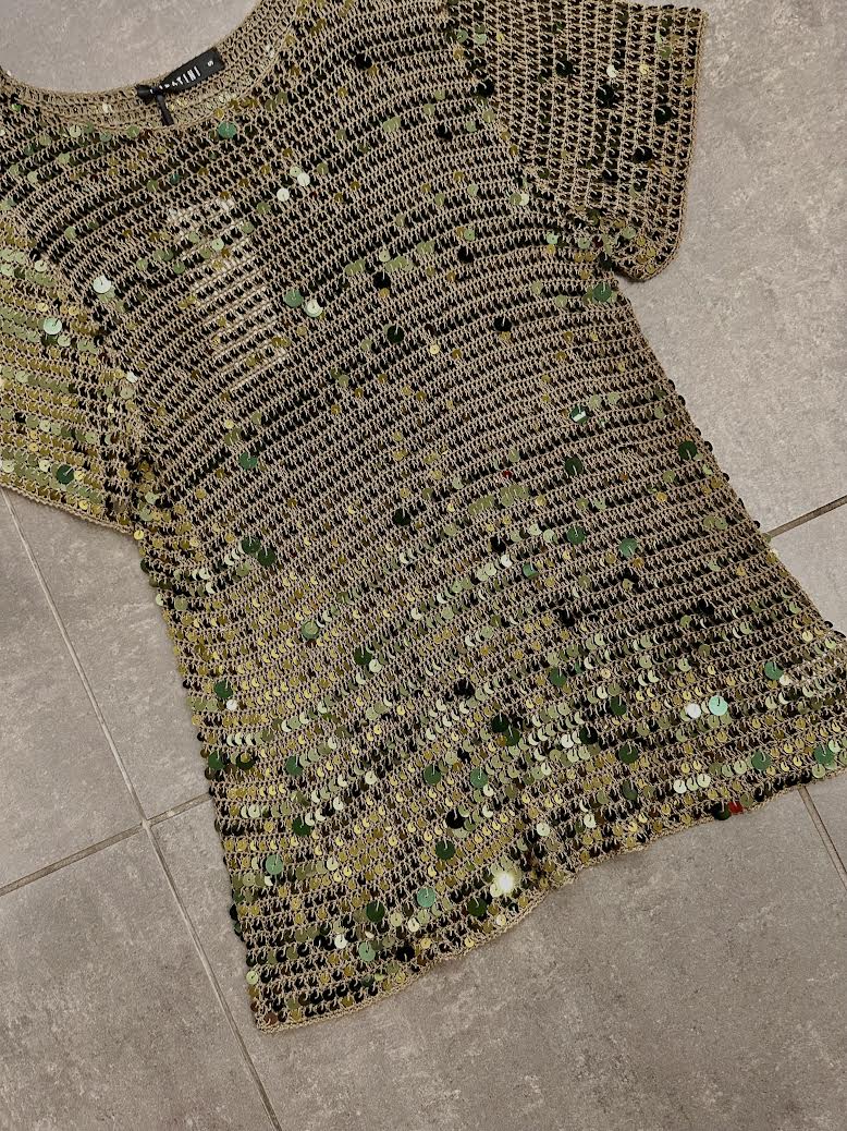 Sabitini Sequin Overlay Top - Khaki