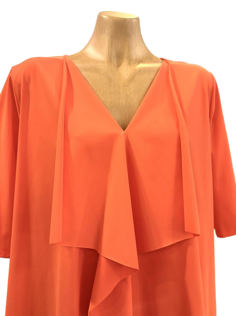 Paula Ryan Half Sleeve Angle Front Long Top - Melon