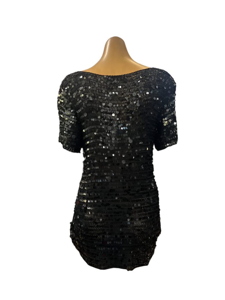 Sabitini Sequin Overlay Top - Black