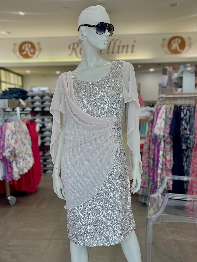 Frank Lyman Elegant Sequin Overlay Dress