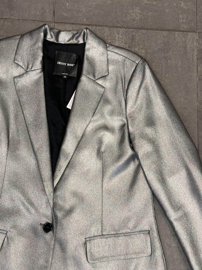 Denny Rose Silver Metallic Blazer