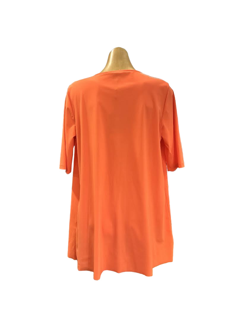 Paula Ryan Half Sleeve Angle Front Long Top - Melon
