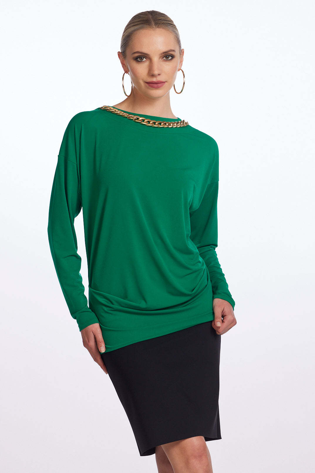 Paula Ryan Boat Neck Top - Kelly Green