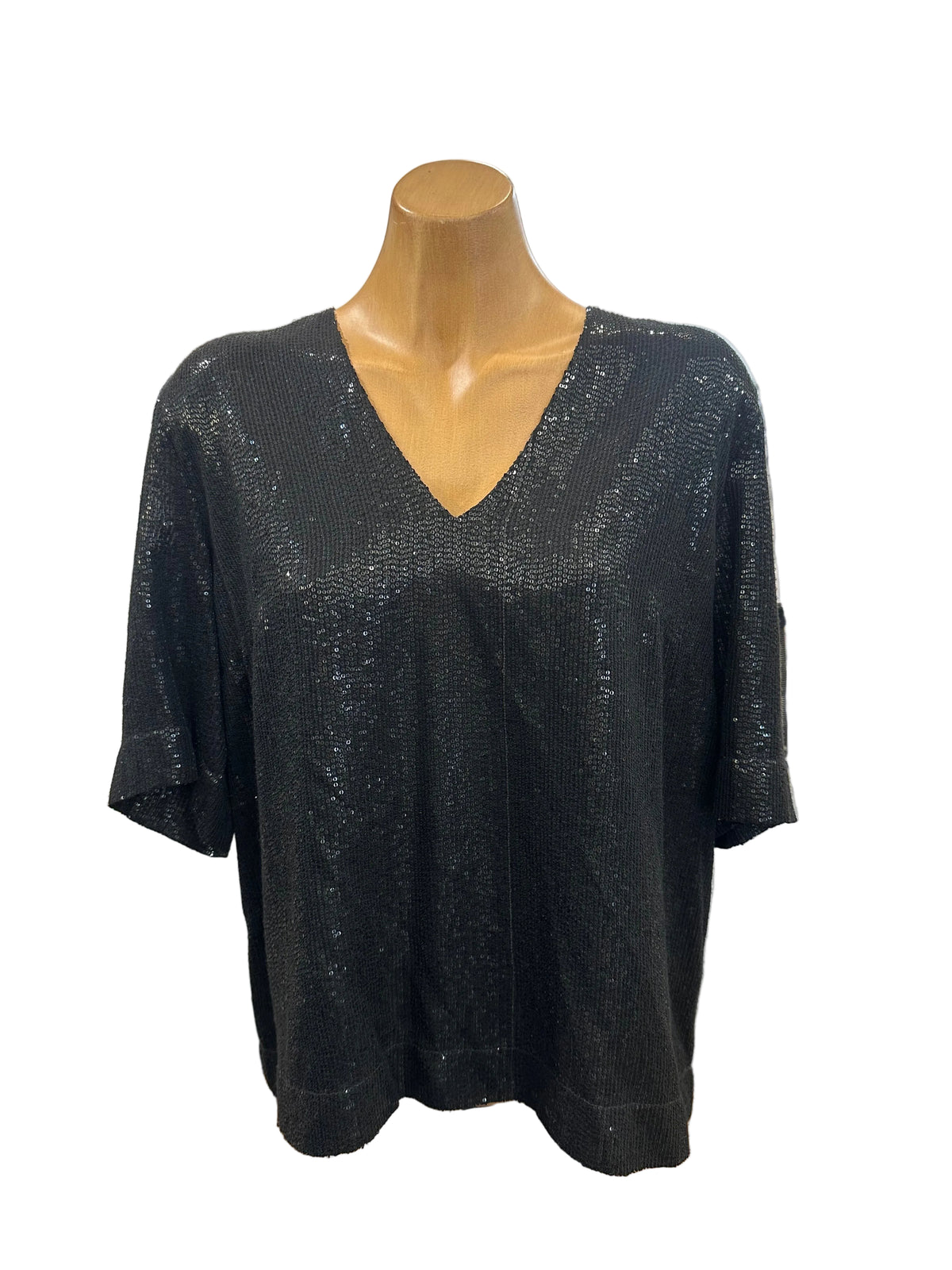 Juliette Hogan Chelsea Sequin Top - Black/Ebony