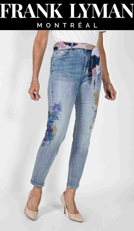 Frank Lyman Blue Pearl Bow Jeans