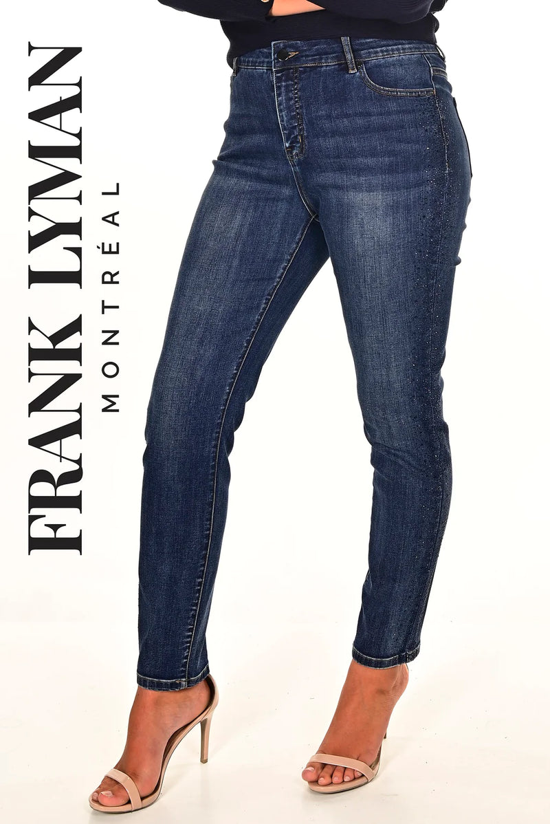 Frank Lyman Dark Blue Sparkle Denim Jean Pants