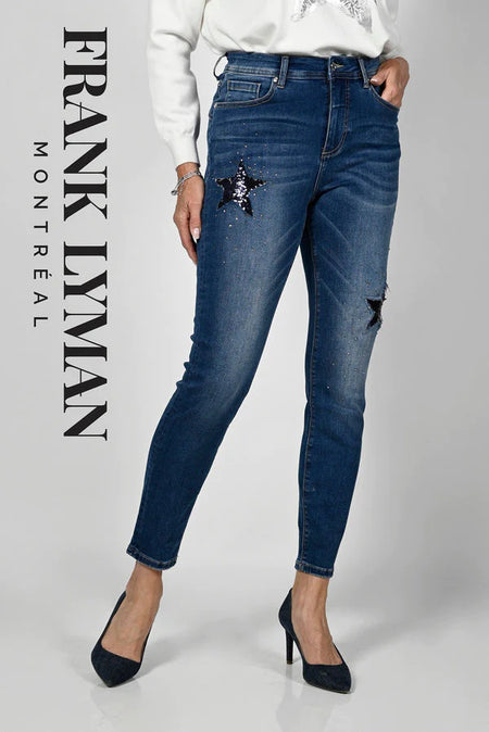 Frank Lyman Cutout Dimante Jeans  - Poppy