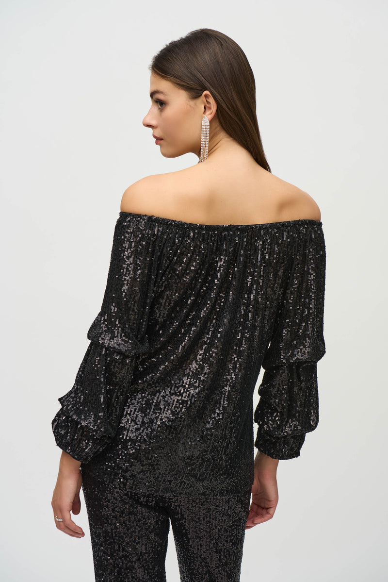 Joseph Ribkoff Sequin Puff Top