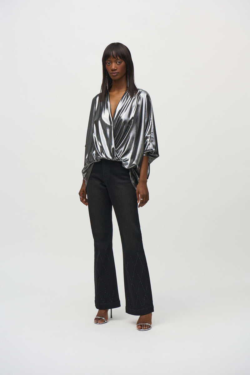 Joseph Ribkoff Metallic Wrap Top