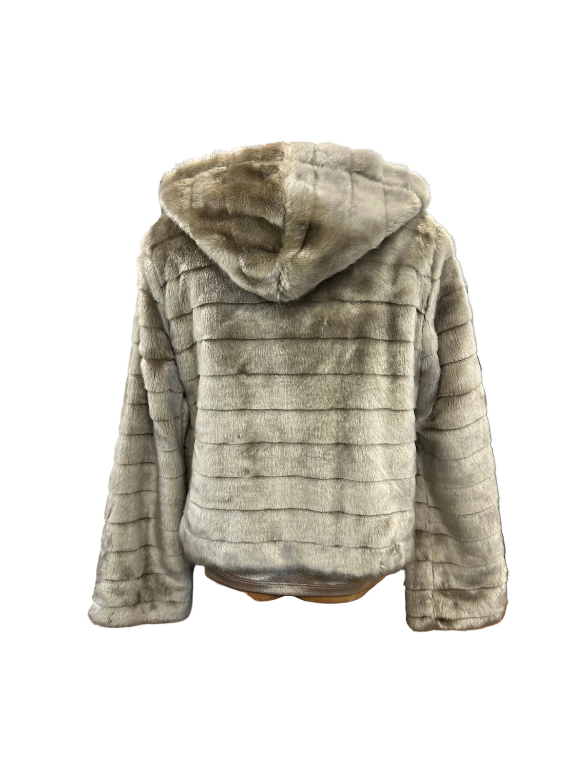 Gaudi Hooded Faux Fur Zip Up Jacket - Rainy Grey