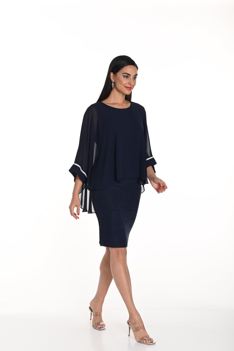 Frank Lyman Sheath Dress With Flutter Sleeve - Imperial Blue