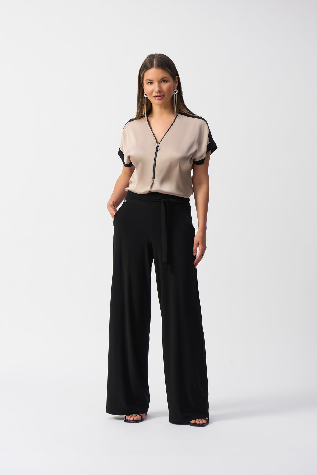 Joseph Ribkoff Knit Wide Leg Pants with Sash