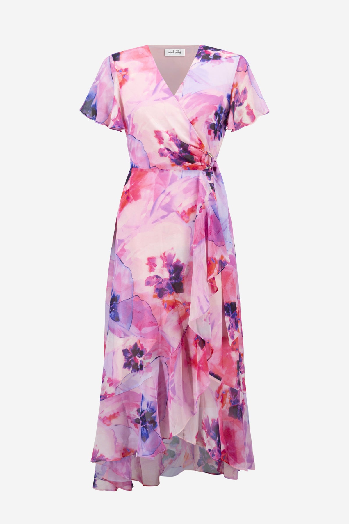 Joseph Ribkoff Chiffon Wrap Dress - Pink