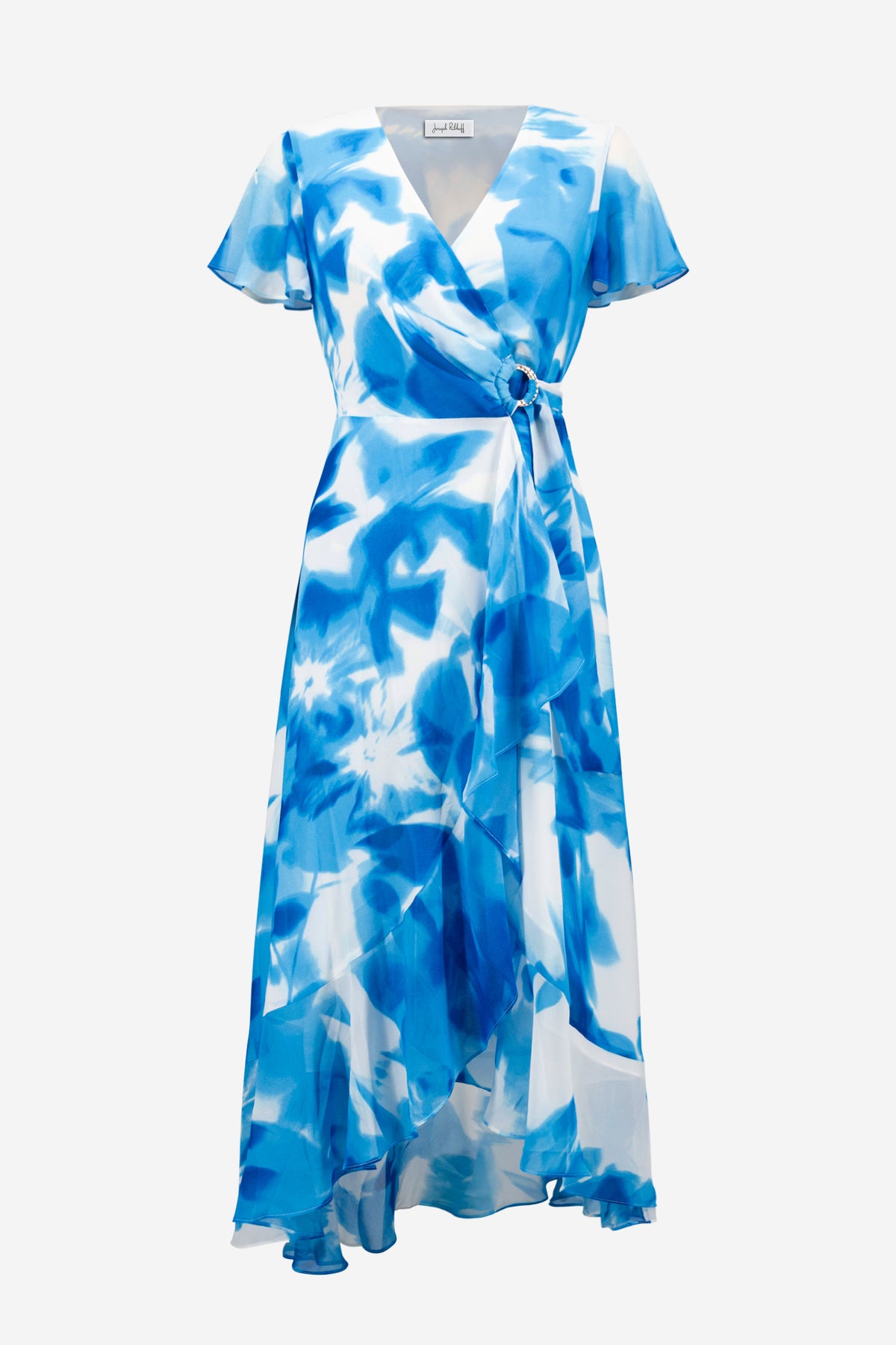 Joseph Ribkoff Chiffon Wrap Dress - Vanilla Blue