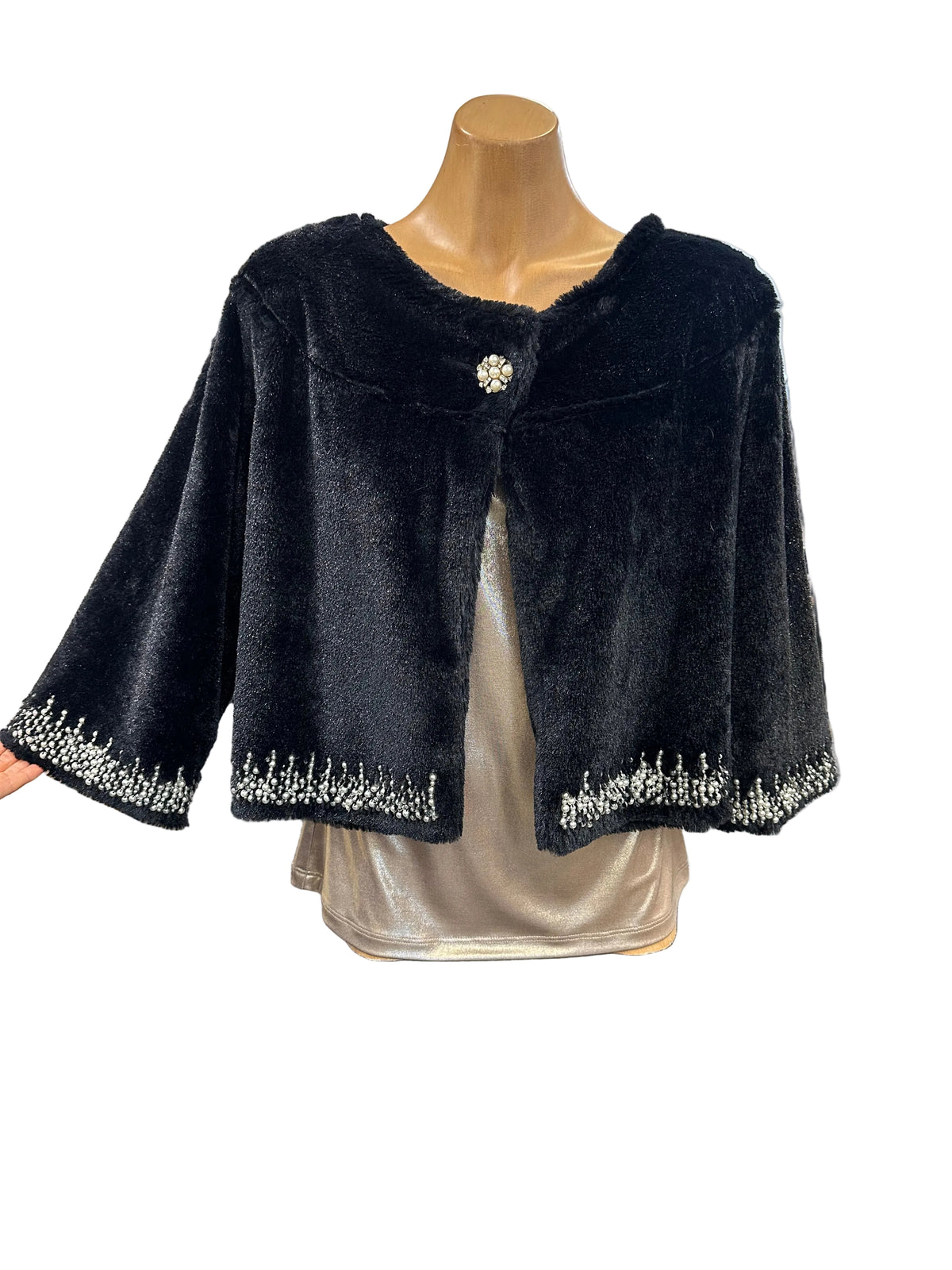 Moss & Spy Faux Fur Bolero - Black Pearl