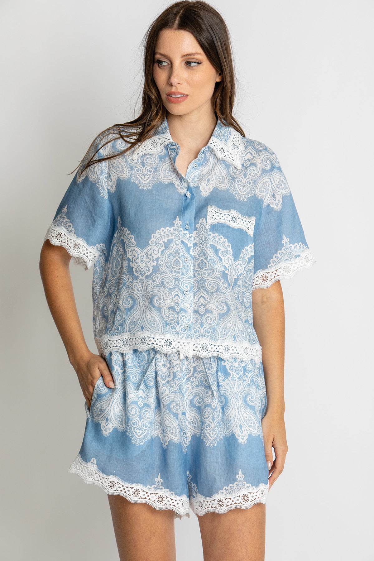 Kachel Nivina Lace Trim Shirt