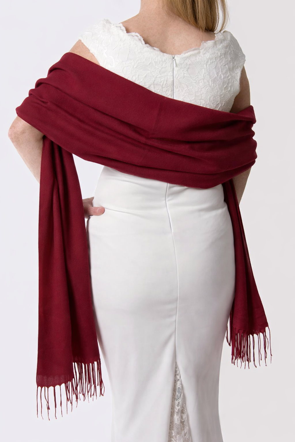 Cashmere Pashmina Lightweight - Merlot Red
