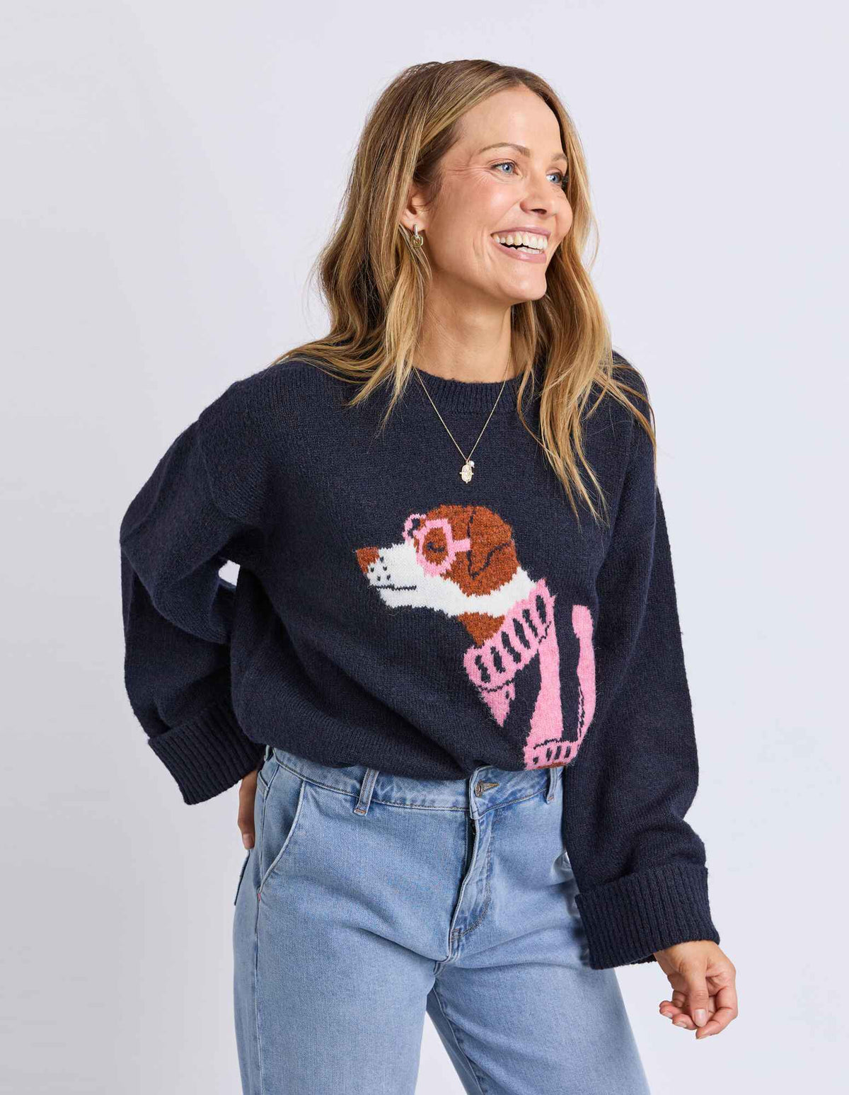 Elm Annie Intersia Knit Navy