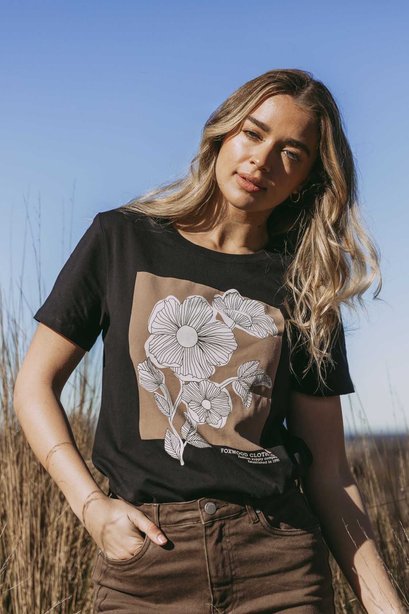 【90size】house on the hill Tシャツ　flower Foxwood Flower Block Tee – ROSSELLINI + SHINE