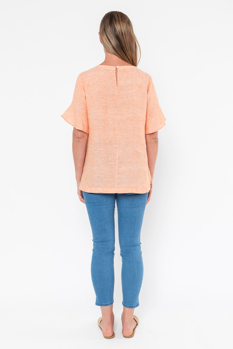 Jump Flounce Sleeve Linen Top - Mango