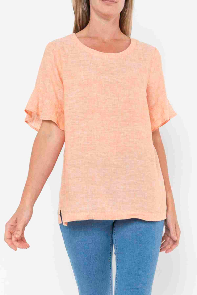 Jump Flounce Sleeve Linen Top - Mango