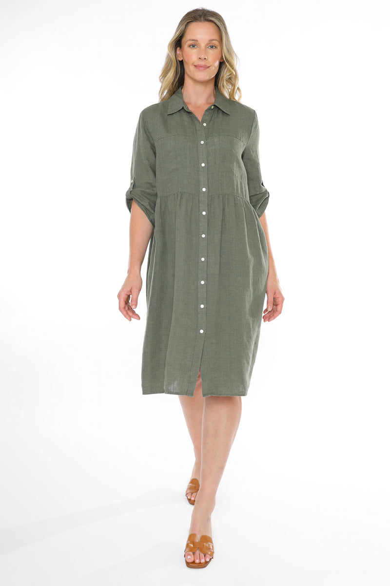 Jump 2 Pocket Linen Dress -Juniper