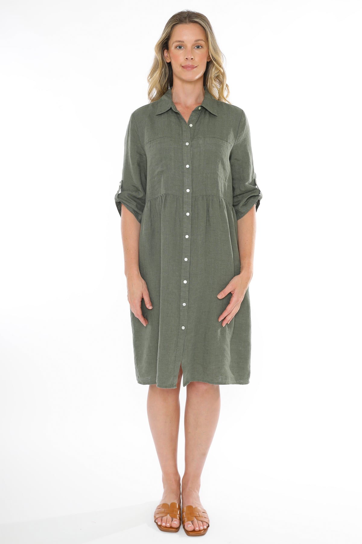 Jump 2 Pocket Linen Dress -Juniper