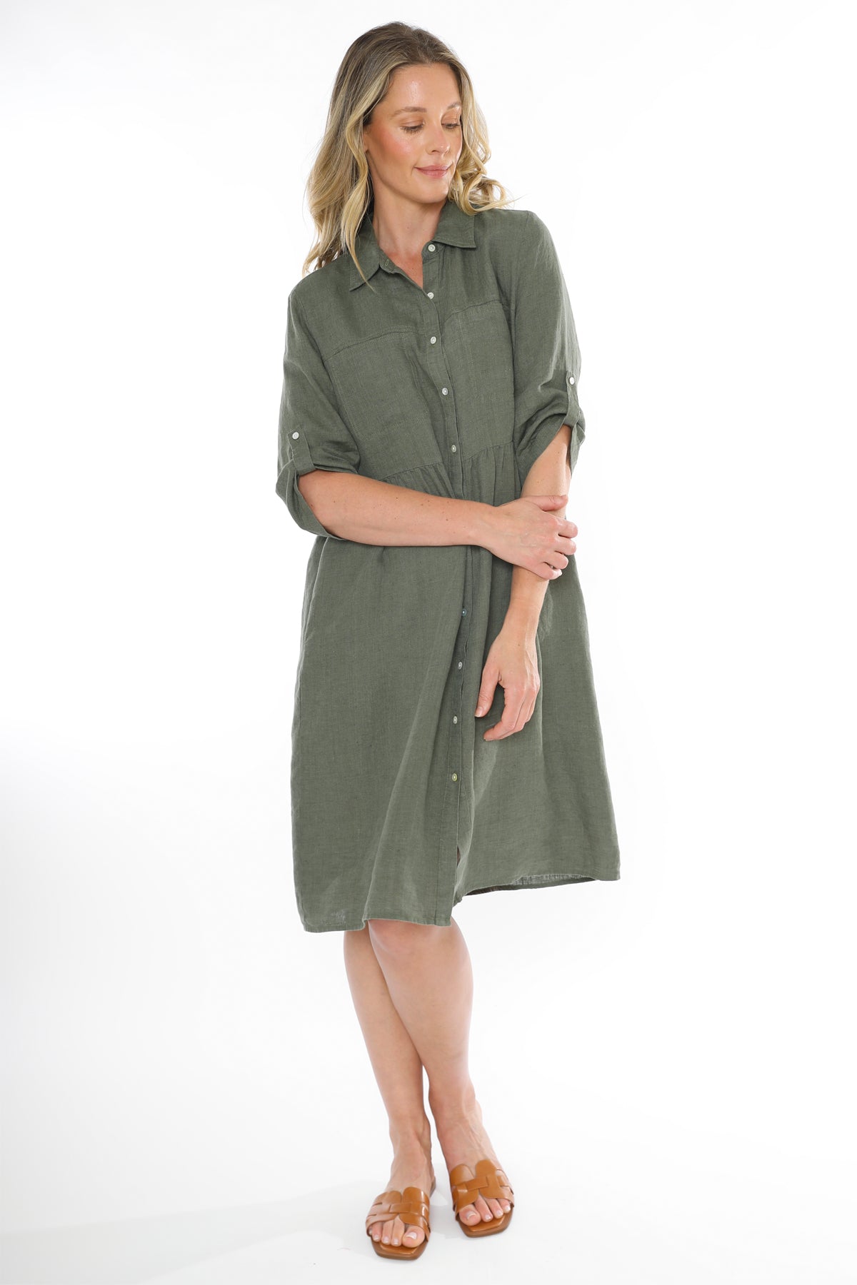 Jump 2 Pocket Linen Dress -Juniper ROSSELLINI + SHINE Jump 2 Pocket Linen Dress -Juniper ROSSELLINI + SHINE