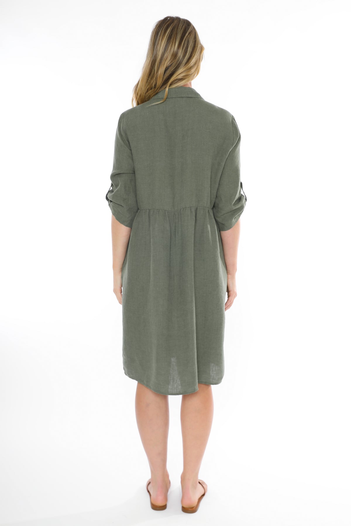 Jump 2 Pocket Linen Dress -Juniper