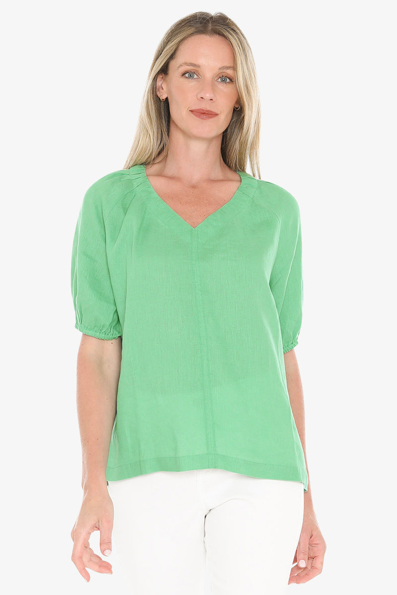 Jump Ruched V-Neck Top - Apple