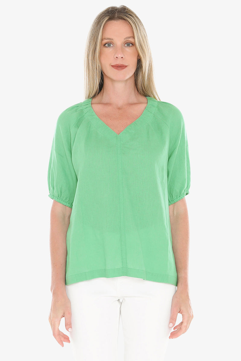 Jump Ruched V-Neck Top - Apple
